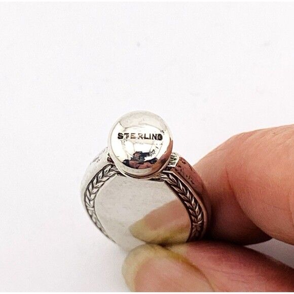 Lovely Sterling Silver Perfume Bottle for Purse Hand Hammered Front Carved Frame - Picture 4 of 6